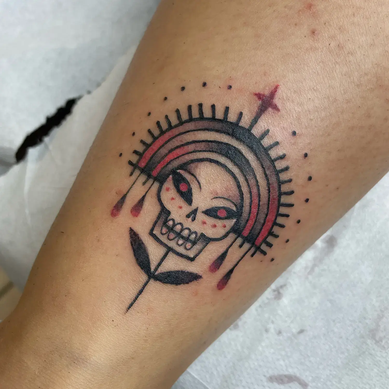 Tête de mort en tatouage