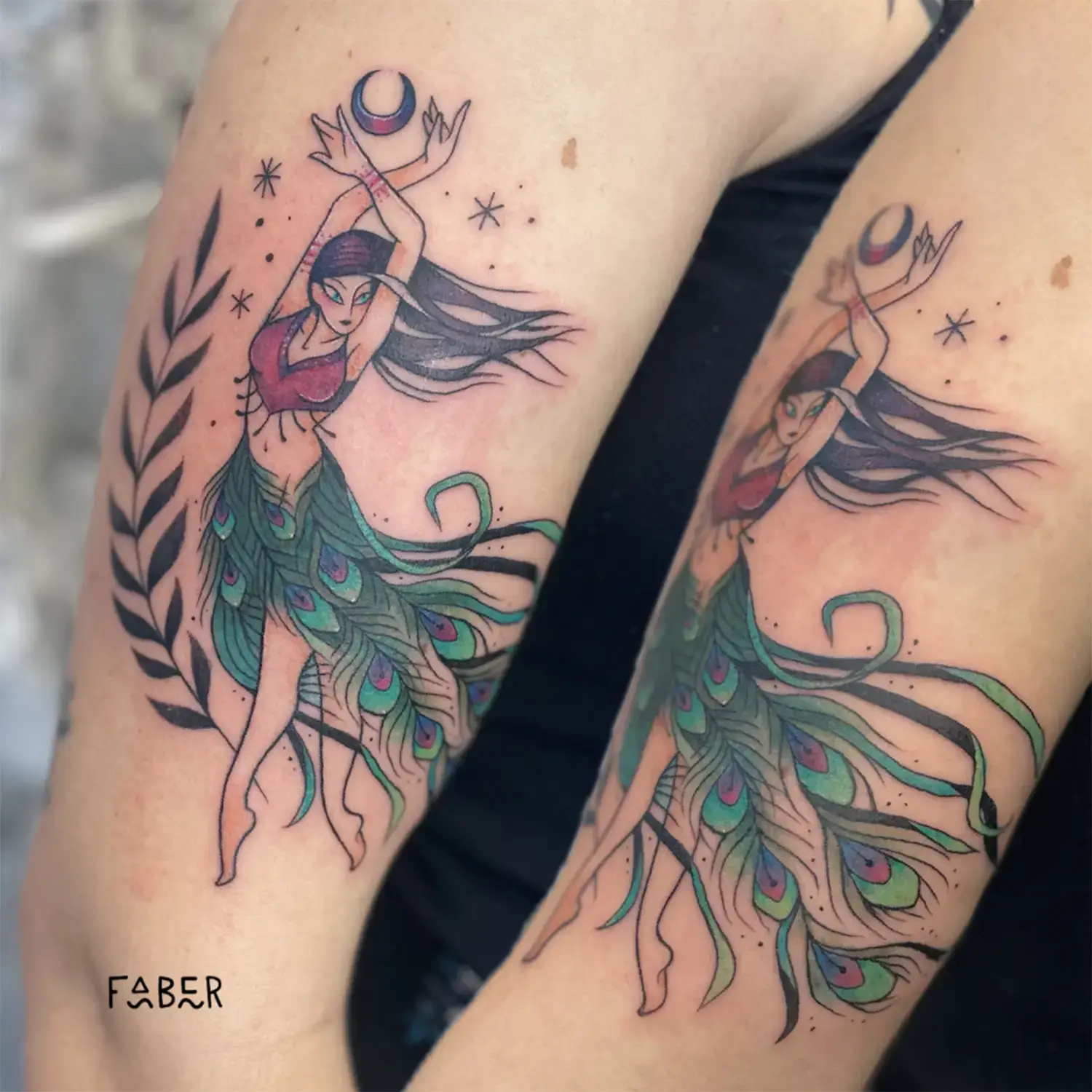 Danseuse Paon en tatouage